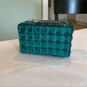 BCBGMAXAZRIA Lulu Turquoise Faux-Crystal Clutch